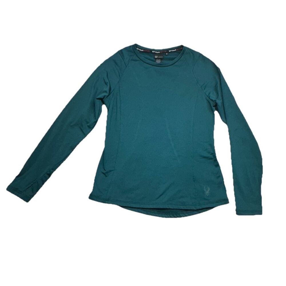 Spyder Women Pullover Medium Green Fleece Long Sleeve Workout Activewear